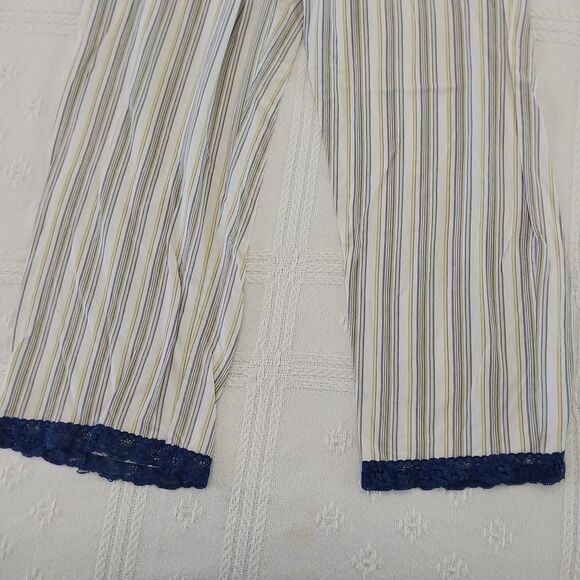 Enchanted Pajama Pants Size Large Striped With Lace  Cuffs #B049 - Picture 3 of 6